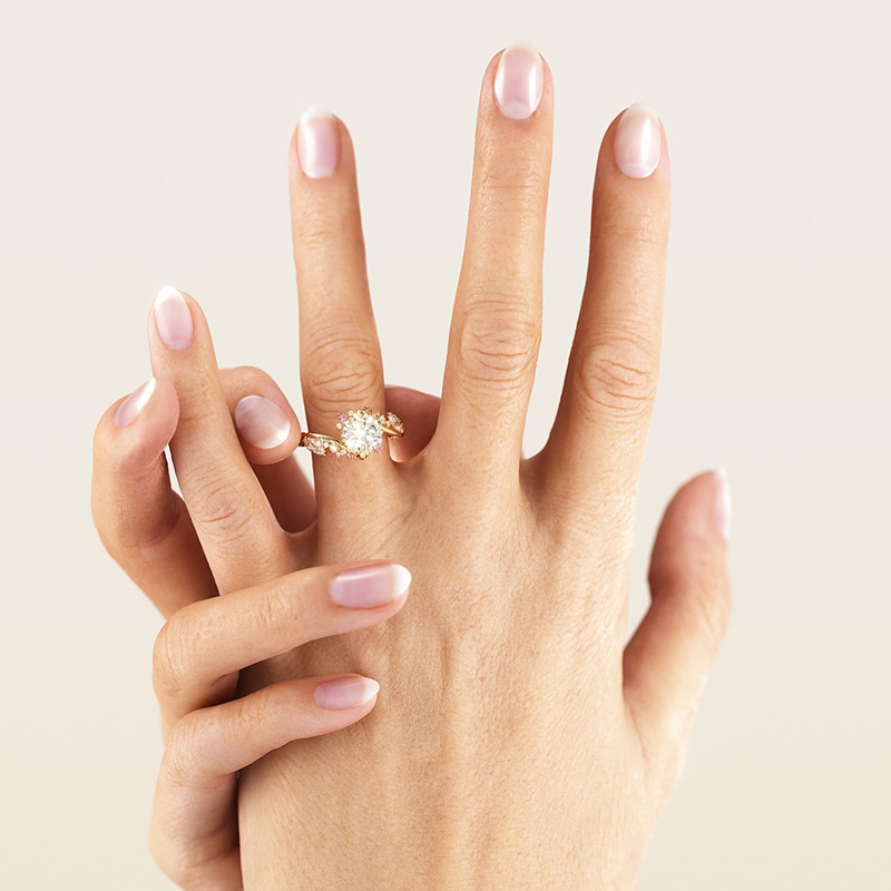 Sotiya Bypass Sidestones Round Cut Engagement Ring Sterling Silver-Sotiya