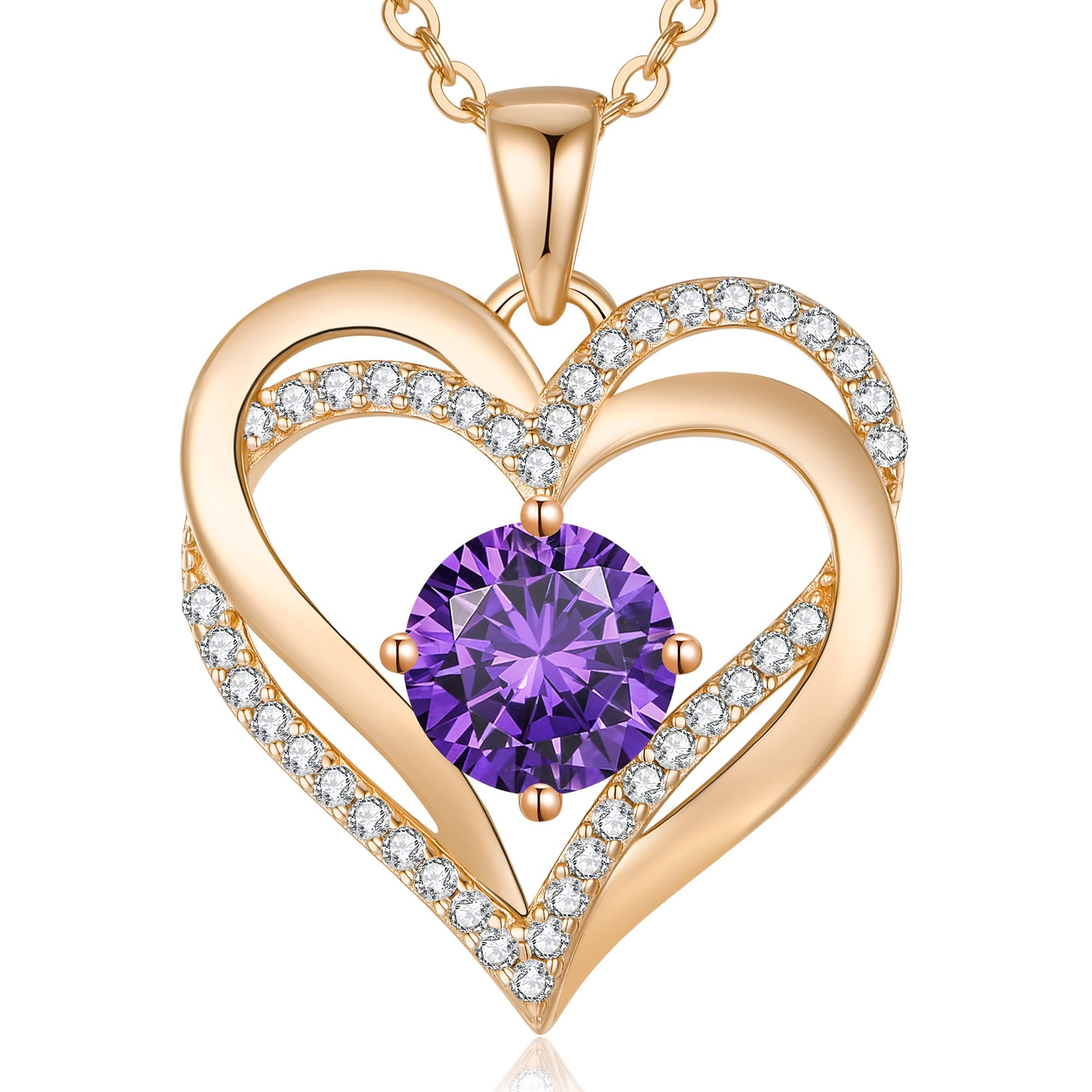Sotiya 12 Birthstones Intertwined Heart Round Cut Necklace Sterling Silver-Sotiya
