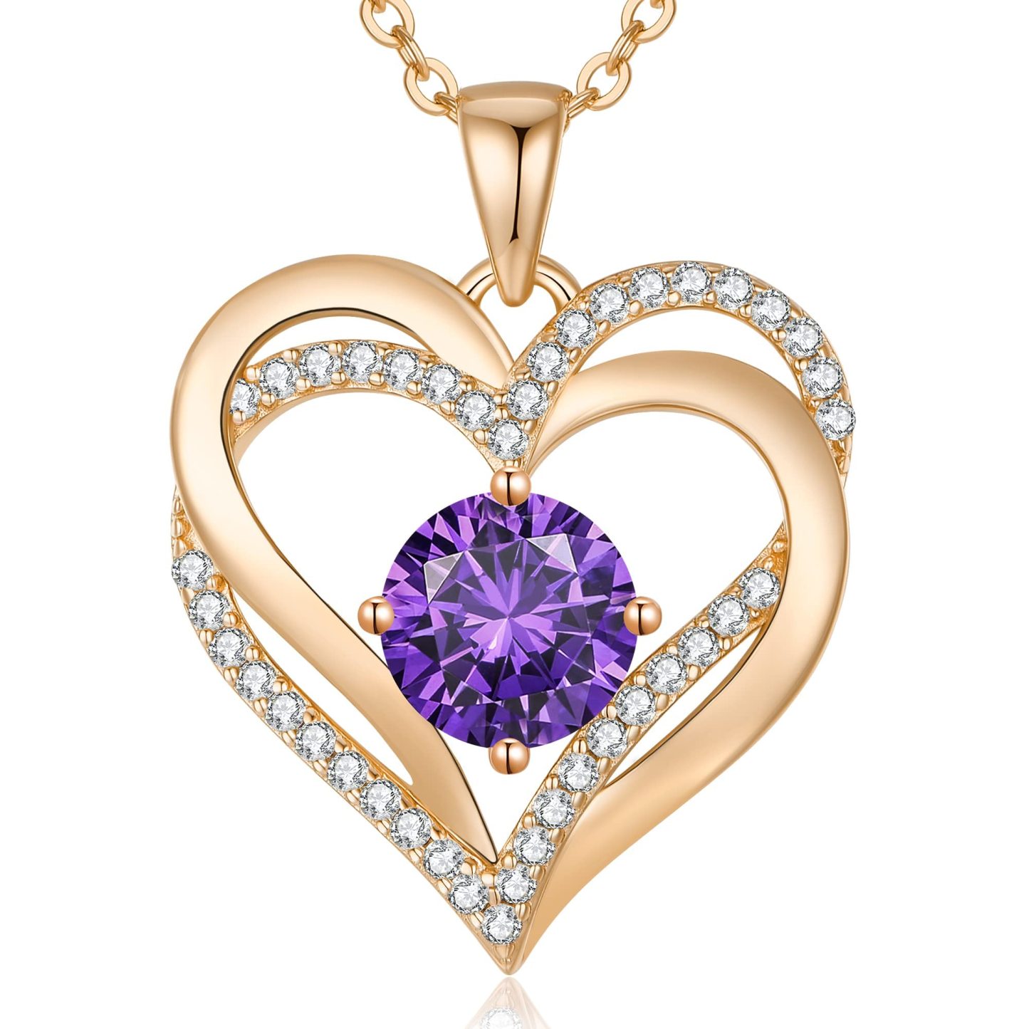 Sotiya 12 Birthstones Intertwined Heart Round Cut Necklace Sterling Silver-Sotiya