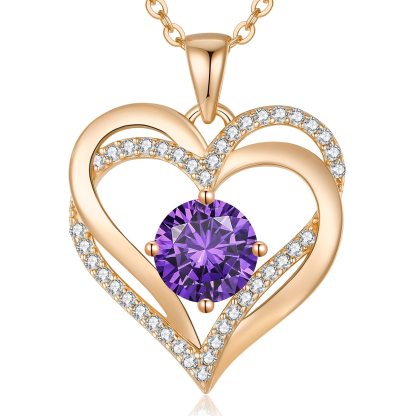 Sotiya 12 Birthstones Intertwined Heart Round Cut Necklace Sterling Silver-Sotiya