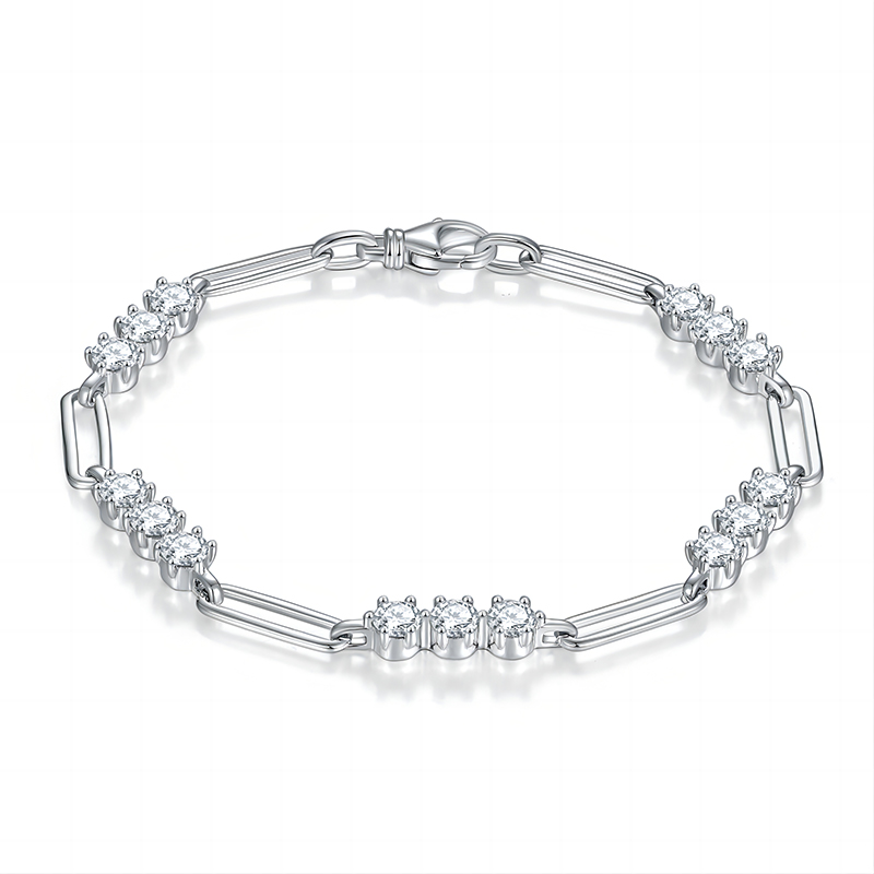 Sotiya Scattered Design Round Cut Moissanite Tennis Bracelet Sterling Silver-Sotiya