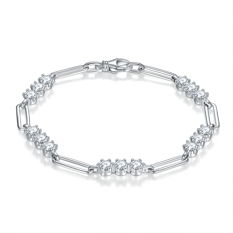 Sotiya Scattered Design Round Cut Moissanite Tennis Bracelet Sterling Silver-Sotiya