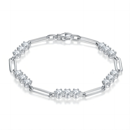 Sotiya Scattered Design Round Cut Moissanite Tennis Bracelet Sterling Silver-Sotiya