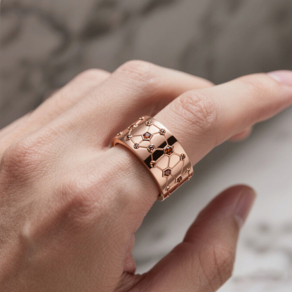 Sotiya Scattered Coffee Gemstone Men's Wedding Ring Cigar Band Sterling Silver-Sotiya