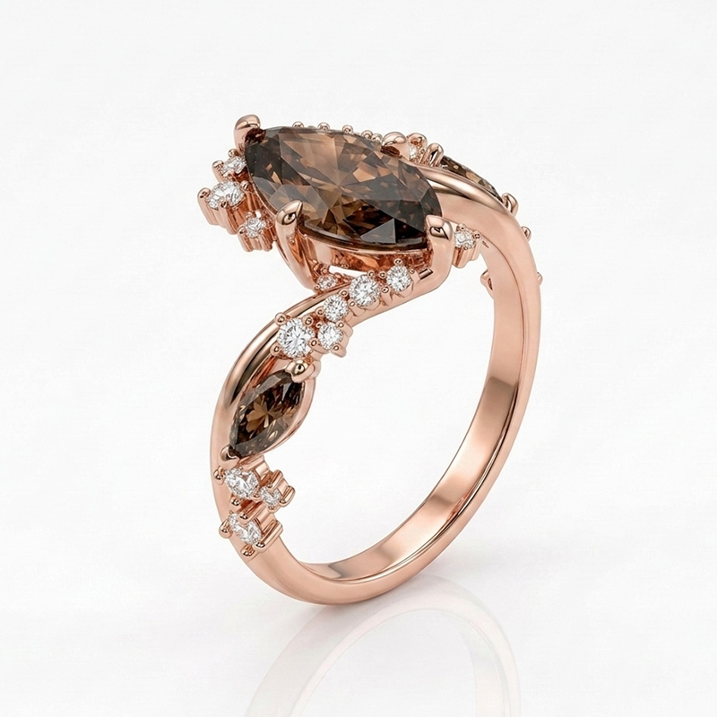 Sotiya Marquise Cut Coffee Bypass Engagement Ring Sterling Silver