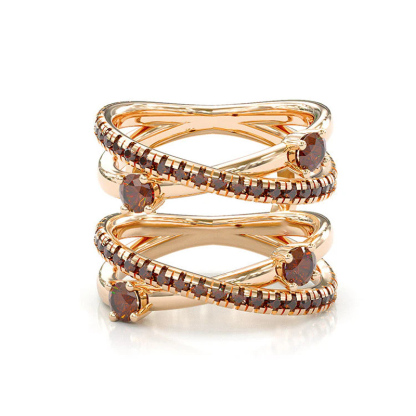 Sotiya Halo Round Cut Coffee Twist Enhancer Wedding Bridal Ring Set Sterling Silver-Sotiya