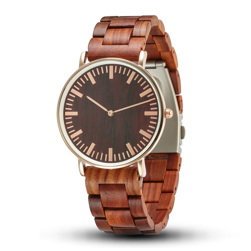 Sotiya Simple Zebrawood Sandalwood Quartz Coffee Wooden Watch-Sotiya