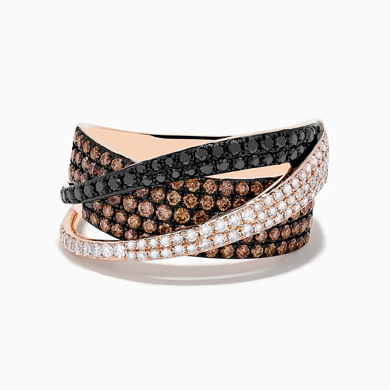 Sotiya Cross Design Round Cut Coffee Women's Wedding Ring Sterling Silver