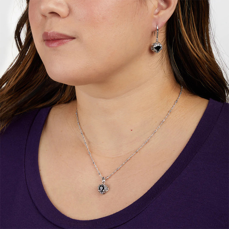 Sotiya Best Buds Skull Heart Cut Drop Earrings Sterling Silver-Sotiya