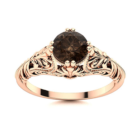 Sotiya Vintage Solitaire Coffee Round Cut Engagement Ring Sterling Silver