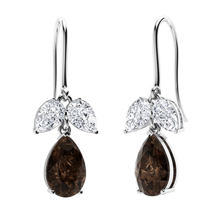 Sotiya Coffee Pear Cut Trillium Flower Hook Drop Earrings Sterling Silver-Sotiya