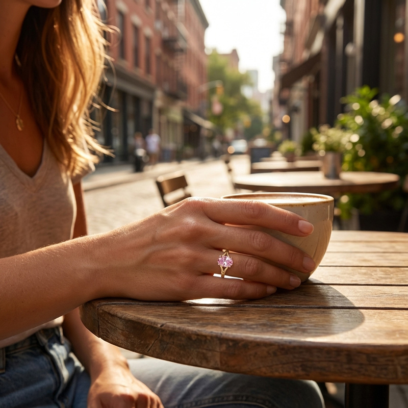 Sotiya Nature Inspired Pink Oval Fantasy Starbrite Cut Engagement Ring Sterling Silver-Sotiya