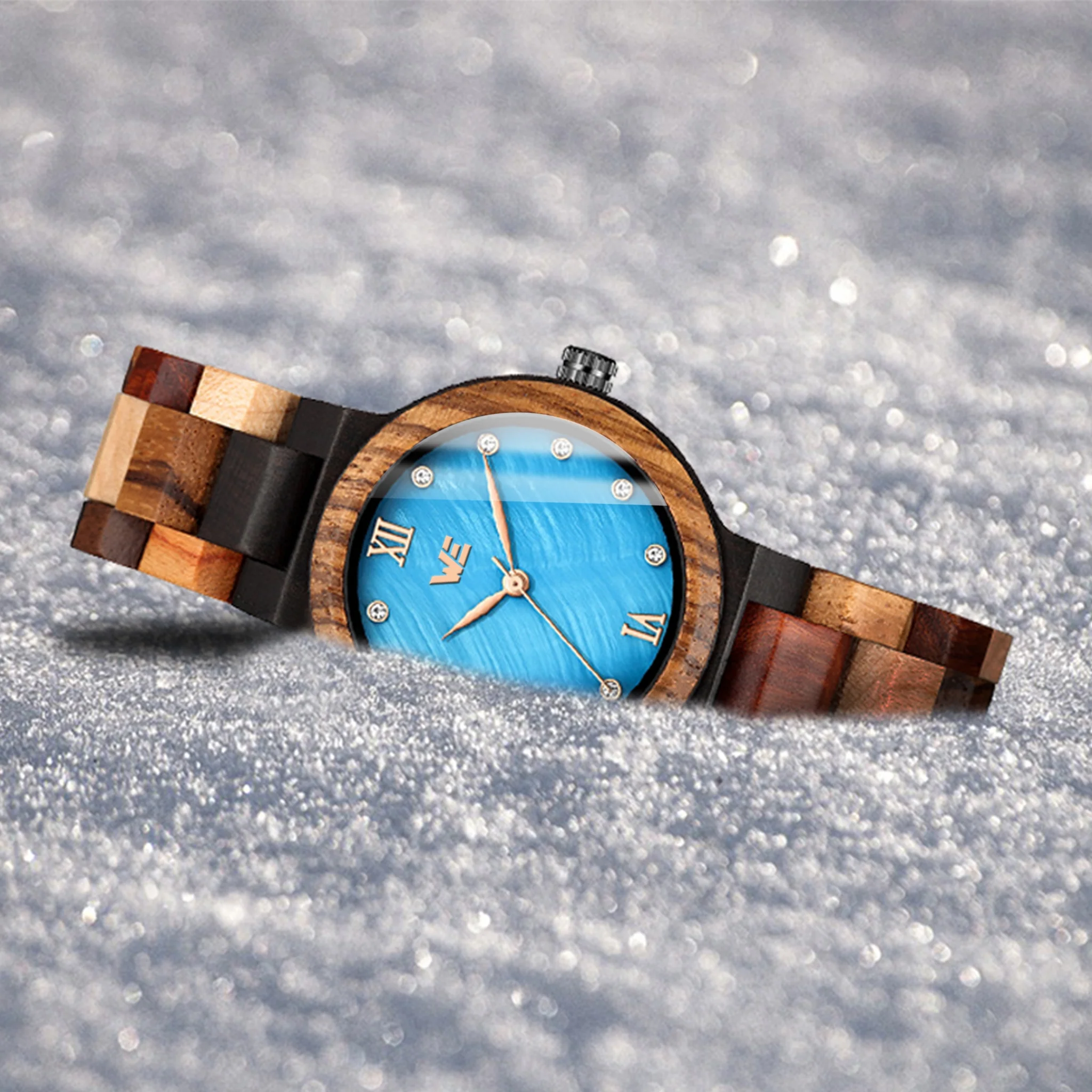 Sotiya Mother of Pearl Dial Coffee Wooden Watch-Sotiya