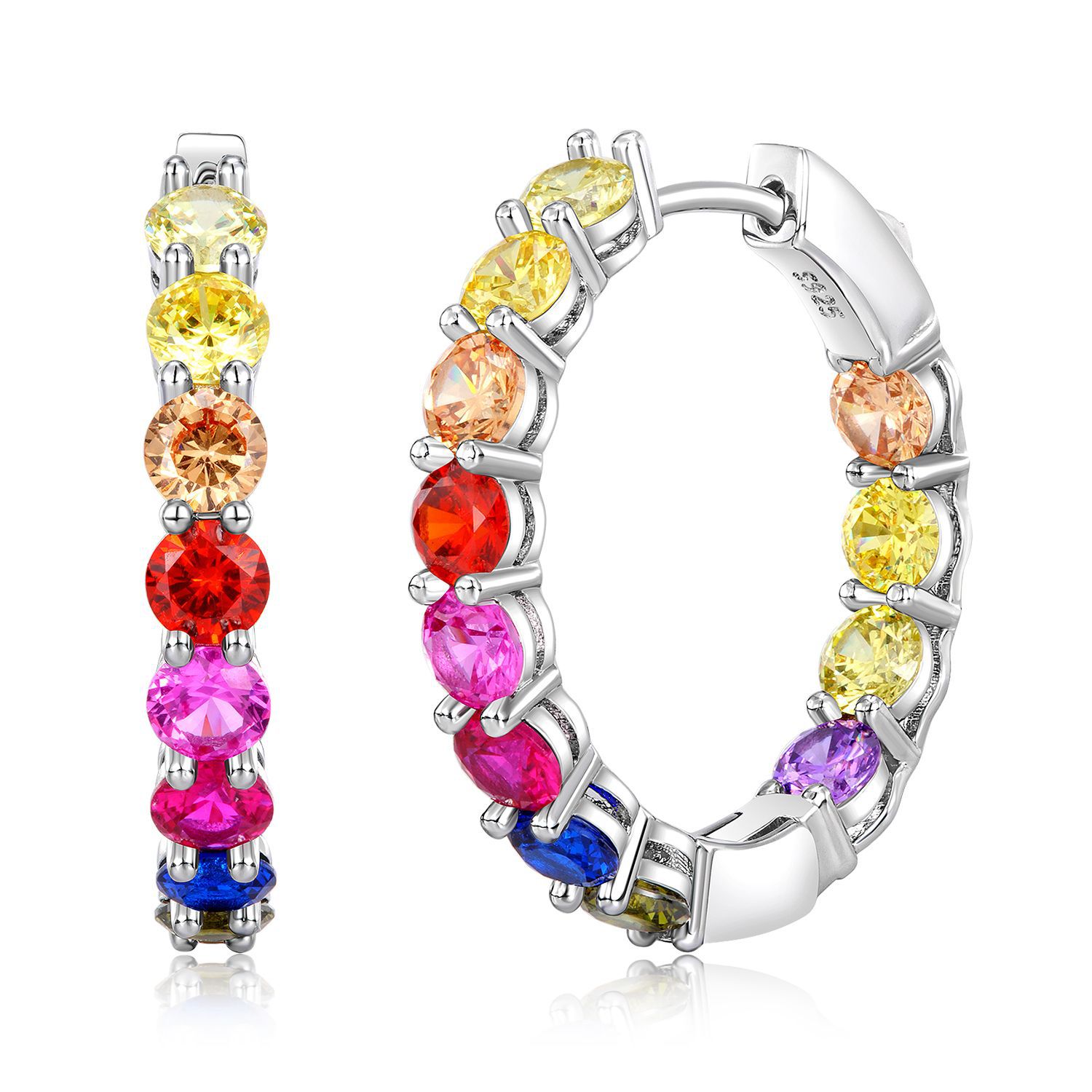 Sotiya Multi Color Rainbow Hoop Earrings Sterling Silver-Sotiya