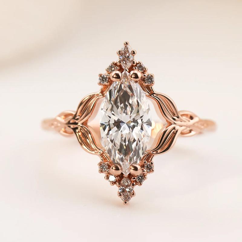 Sotiya Marquise Cut Mermaid Tail Engagement Ring Sterling Silver-Sotiya