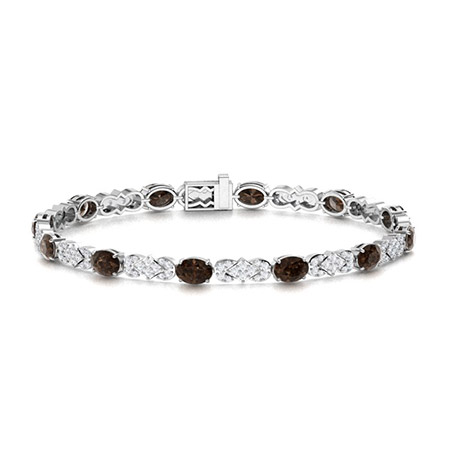 Sotiya Coffee Oval Cut Tennis Bracelet Sterling Silver-Sotiya
