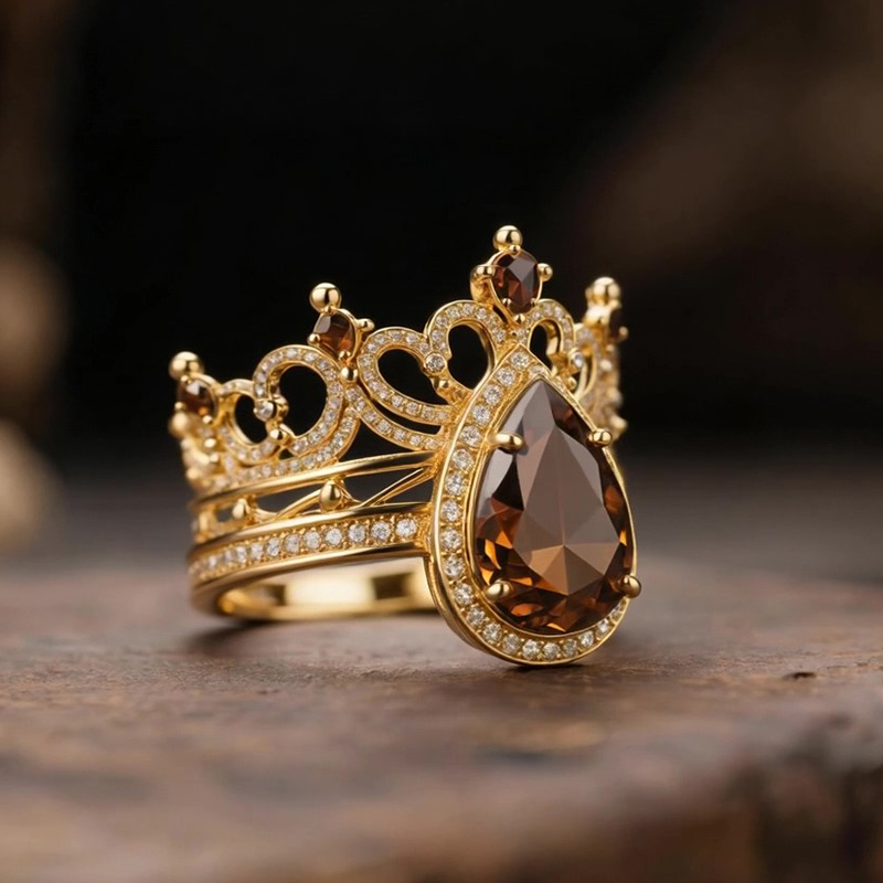 Sotiya Halo Pear Cut Crown Design Engagement Ring Sterling Silver-Sotiya