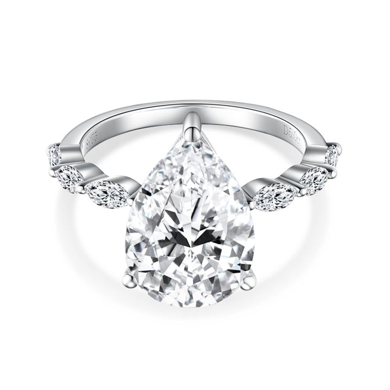 Sotiya Side Stones Pear Cut Moissanite Engagement Ring Sterling Silver-Sotiya