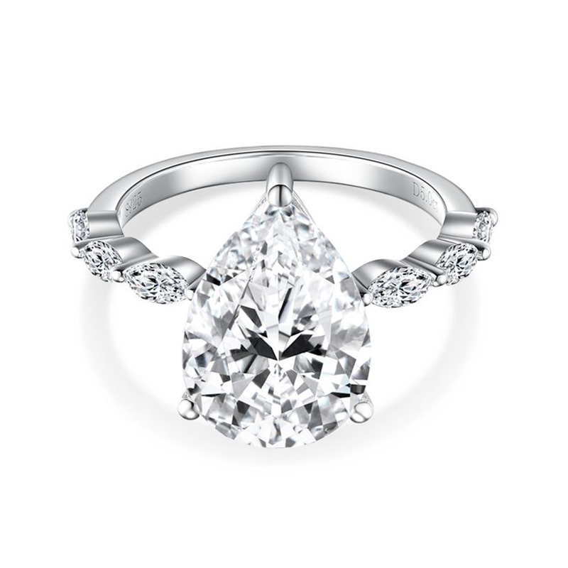 Sotiya Side Stones Pear Cut Moissanite Engagement Ring Sterling Silver-Sotiya