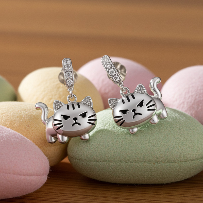 Sotiya Grumpy Cat Drop Earrings-Sotiya