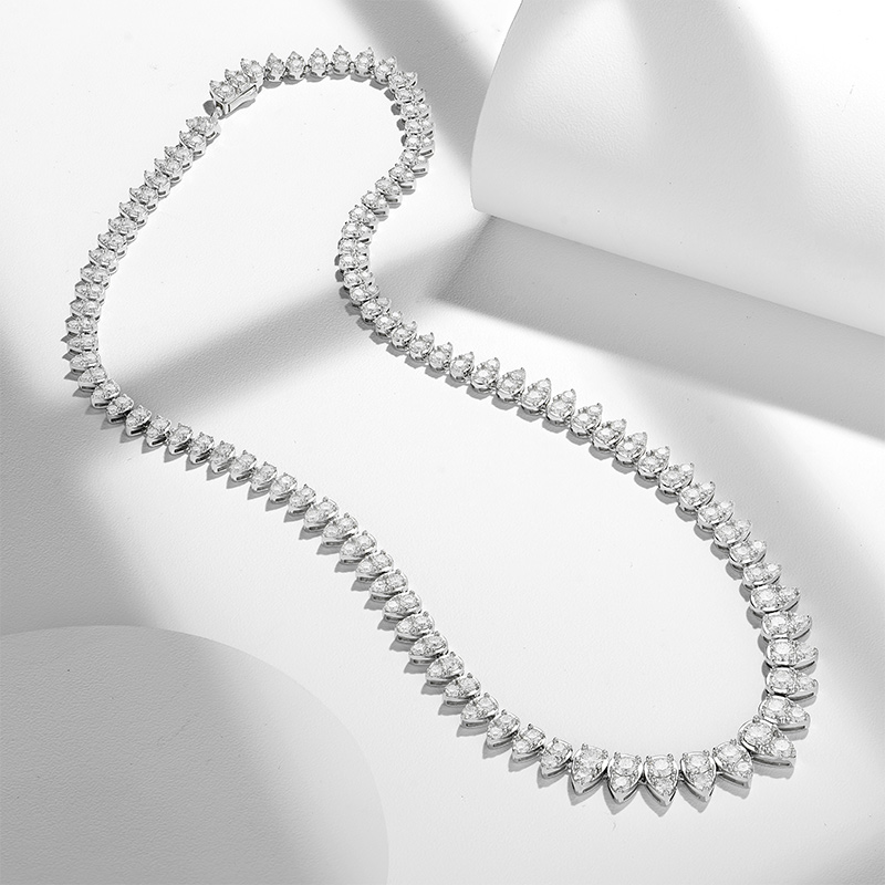 Sotiya Pear Shaped Round Cut Moissanite Necklace Sterling Silver-Sotiya