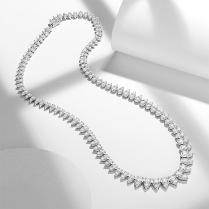 Sotiya Pear Shaped Round Cut Moissanite Necklace Sterling Silver-Sotiya