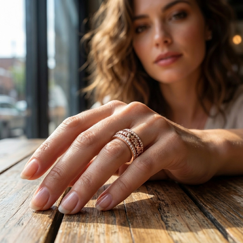 Sotiya Coffin Cut Coffee Bat Women's Wedding Ring Band Sterling Silver-Sotiya