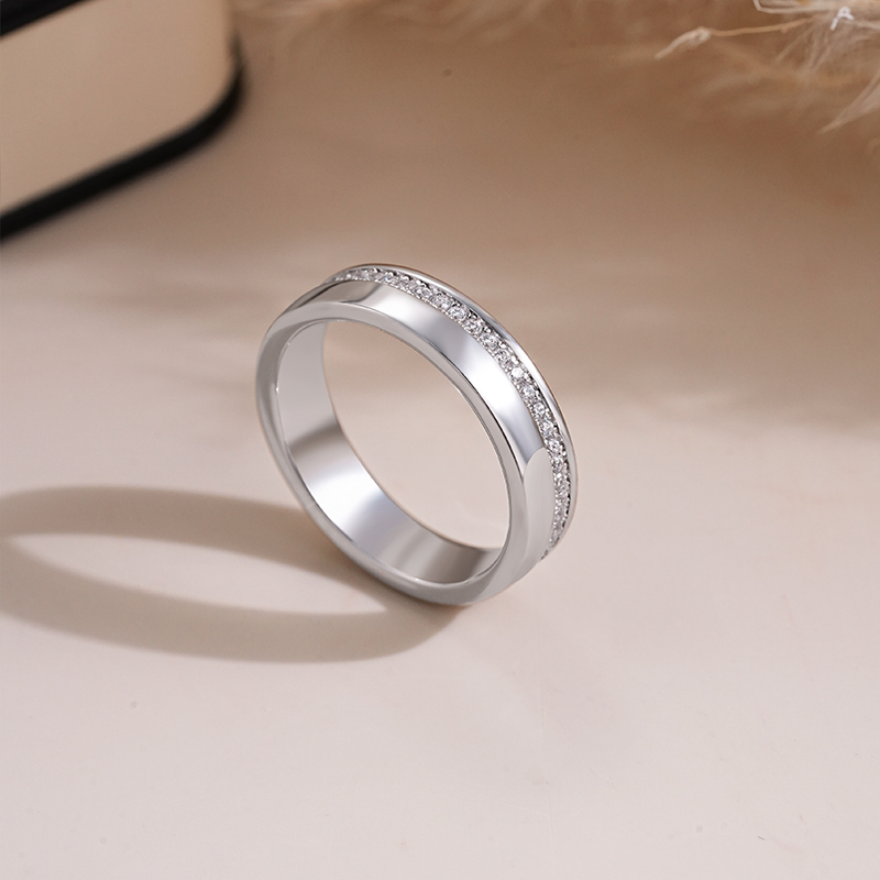 Sotiya Channel Set Stones Men's Wedding Ring Sterling Silver-Sotiya