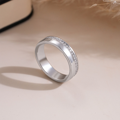 Sotiya Channel Set Stones Men's Wedding Ring Sterling Silver-Sotiya