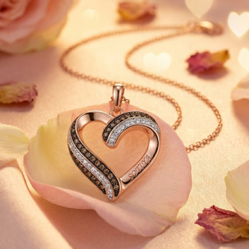 Sotiya Heart Shaped Coffee Personalized Name Necklace Sterling Silver-Sotiya