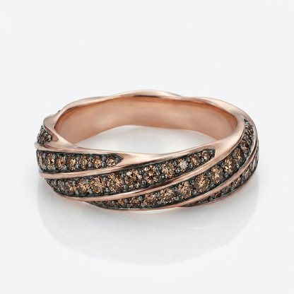 Sotiya Twill Round Cut Coffee Women's Wedding Ring Sterling Silver