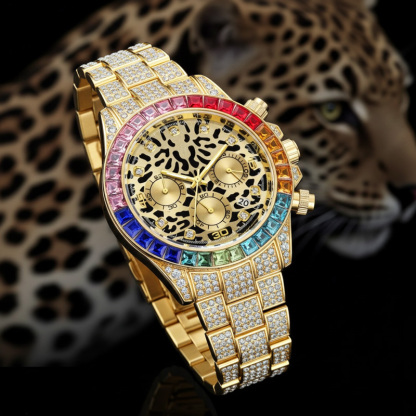 Sotiya Leopard Print Tortoiseshell Pattern Dial Luxury Waterproof Quartz Unisex Watch-Sotiya