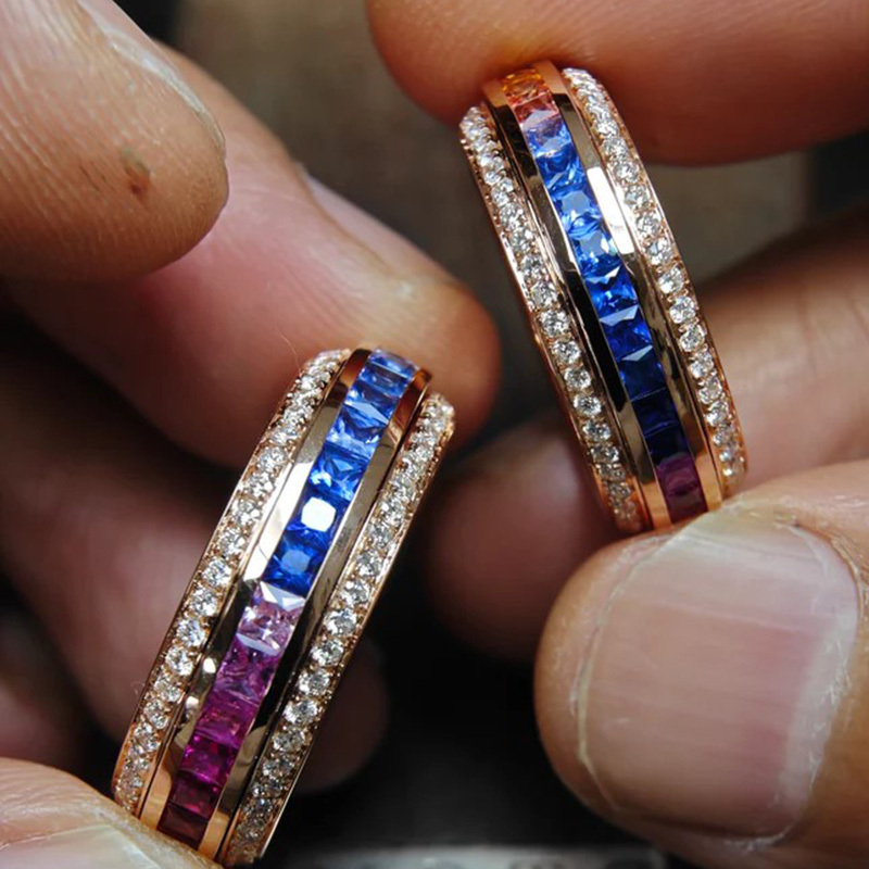 Sotiya Rainbow Fidget Spinner Ring Eternity Ring Sterling Silver-Sotiya