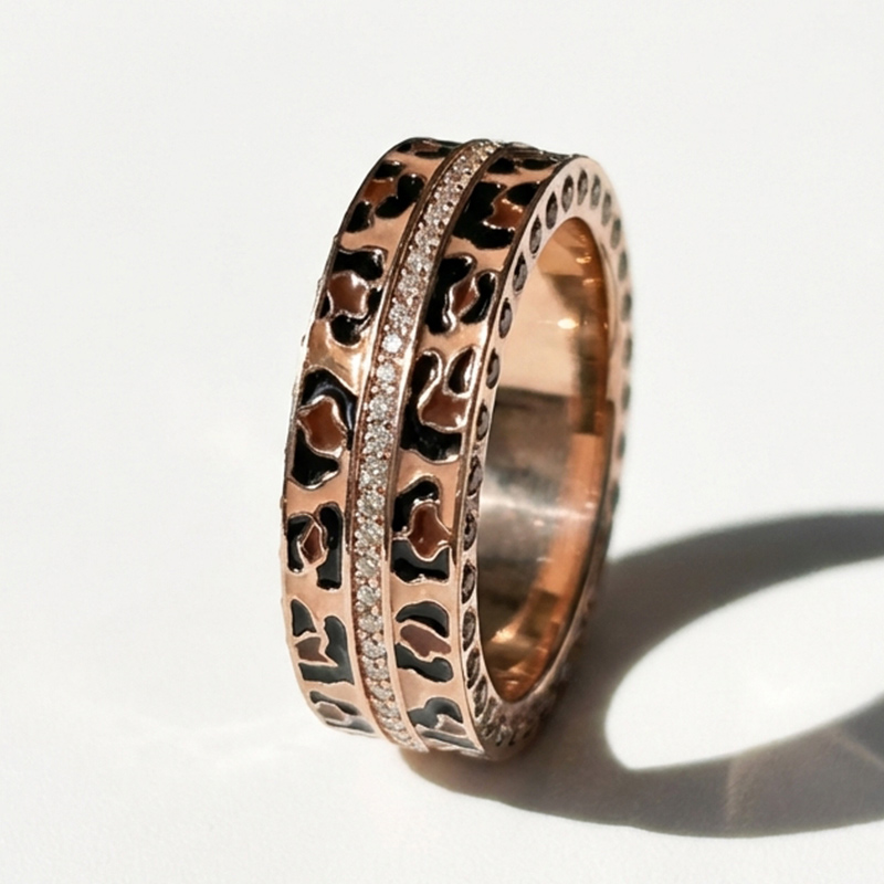 Sotiya Leopard Print Coffee Unisex Eternity Ring Sterling Silver-Sotiya