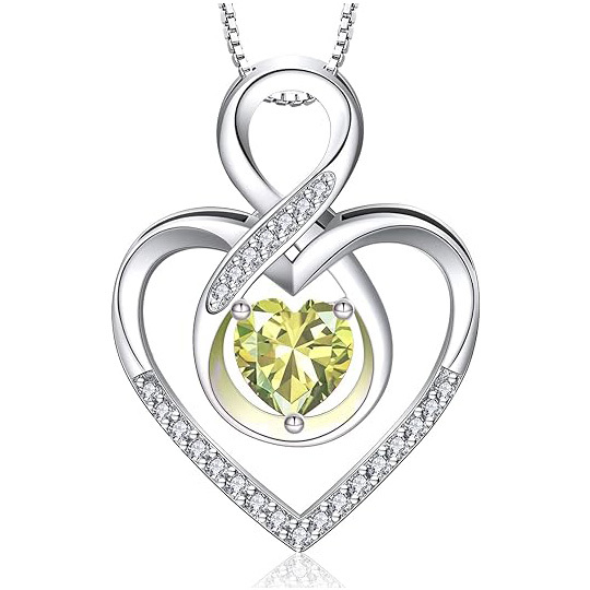 Sotiya 12 Birthstones Intertwined Infinity Heart Necklace Sterling Silver-Sotiya