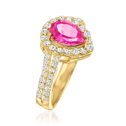Sotiya Hot Pink Halo Pear Cut Engagement Ring Sterling Silver-Sotiya