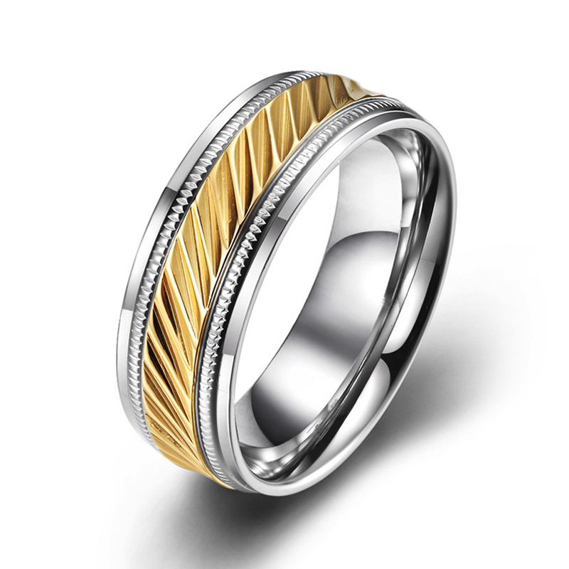 Sotiya 7.5mm Two Tone Men's Wedding Ring Stainless Steel-Sotiya