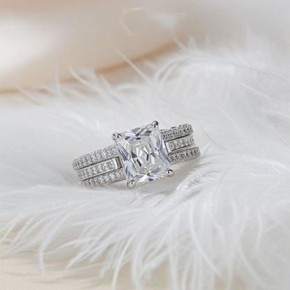 Sotiya Interchangeable Radiant Cut Wedding Bridal Ring Set Sterling Silver-Sotiya