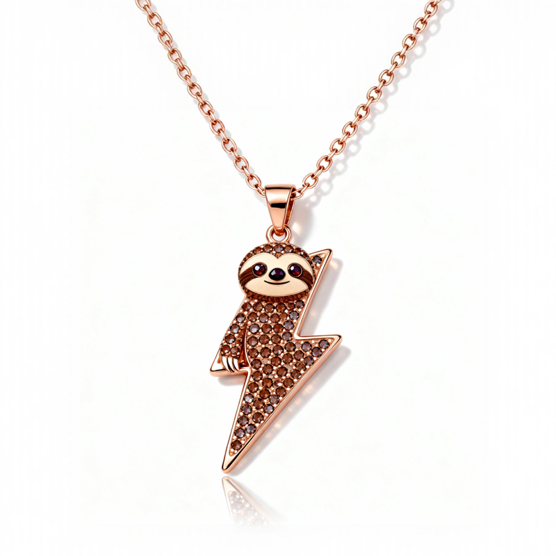 Sotiya Animal City Sloth Inspired Lightning Coffee Necklace-Sotiya