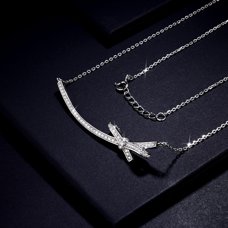 Sotiya Love Knot Moissanite Necklace Sterling Silver-Sotiya