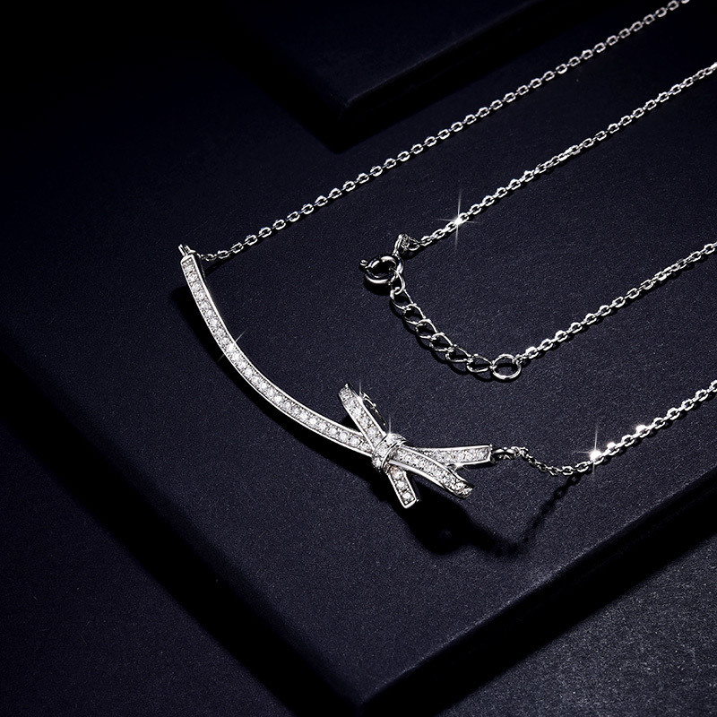 Sotiya Love Knot Moissanite Necklace Sterling Silver-Sotiya