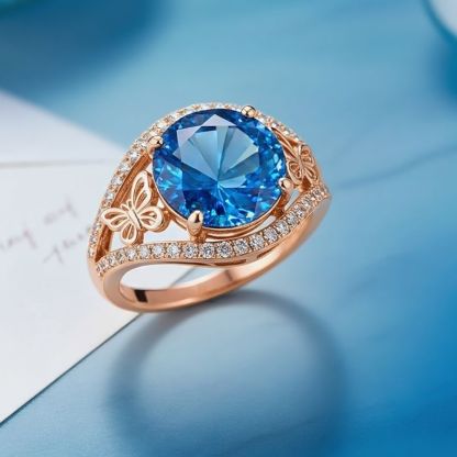 Sotiya Butterfly Round Cut Coffee Engagement Ring Sterling Silver-Sotiya