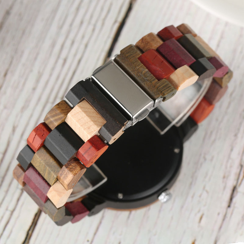 Sotiya Colorful Four-color Splicing Dial Couple's Wooden Watch-Sotiya