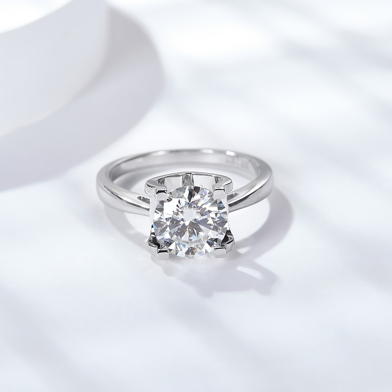 Sotiya Solitaire Round Cut Moissanite Cow Head Engagement Ring Sterling Silver