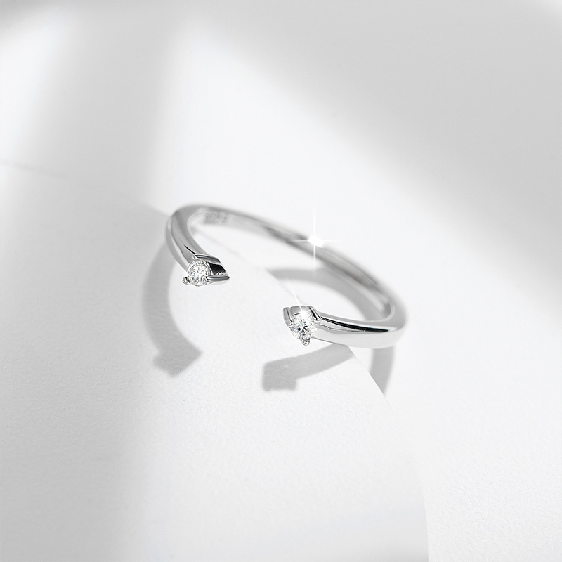 Sotiya Twin Star Round Cut Moissanite Women's Wedding Ring Sterling Silver-Sotiya