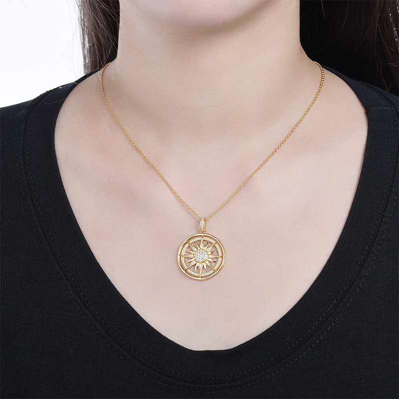 Sotiya Yellow Gold Tone Sun Moissanite Necklace Sterling Silver-Sotiya