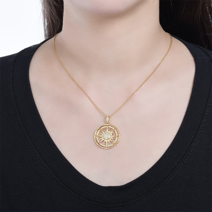 Sotiya Yellow Gold Tone Sun Moissanite Necklace Sterling Silver-Sotiya