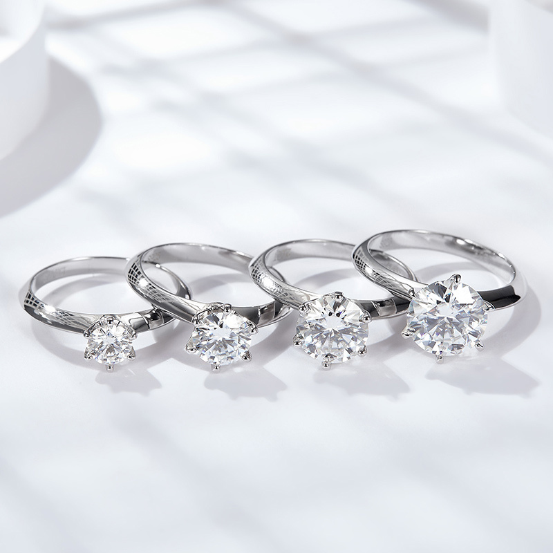 Sotiya Classic 6 Prong Round Cut Solitaire Moissanite Engagement Ring Sterling Silver