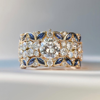 Sotiya Round Cut Leaf Engagement Ring Sterling Silver-Sotiya