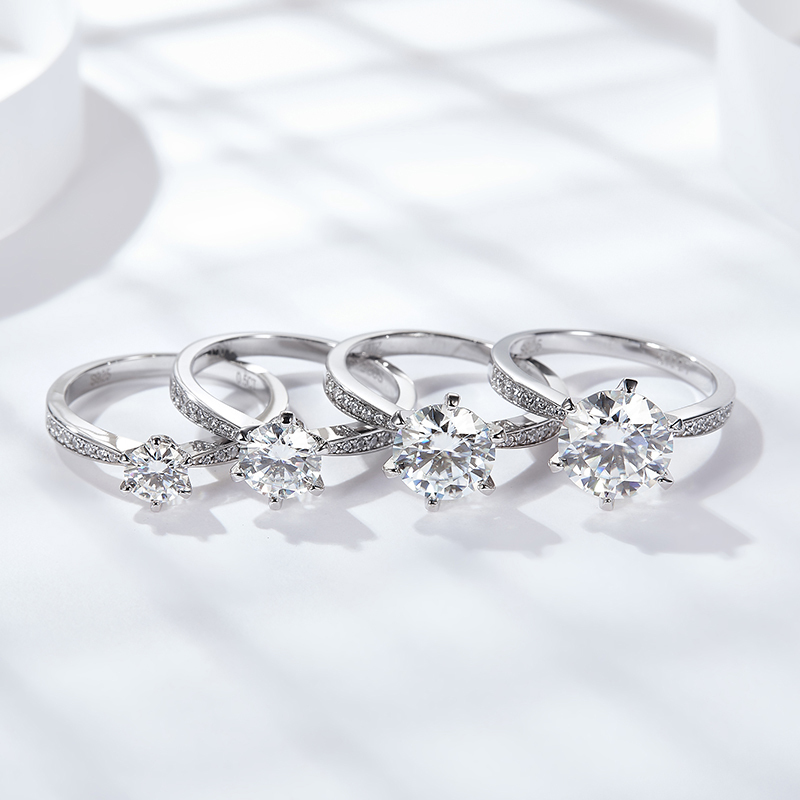 Sotiya 6 Prong Round Cut Moissanite Engagement Ring Sterling Silver-Sotiya